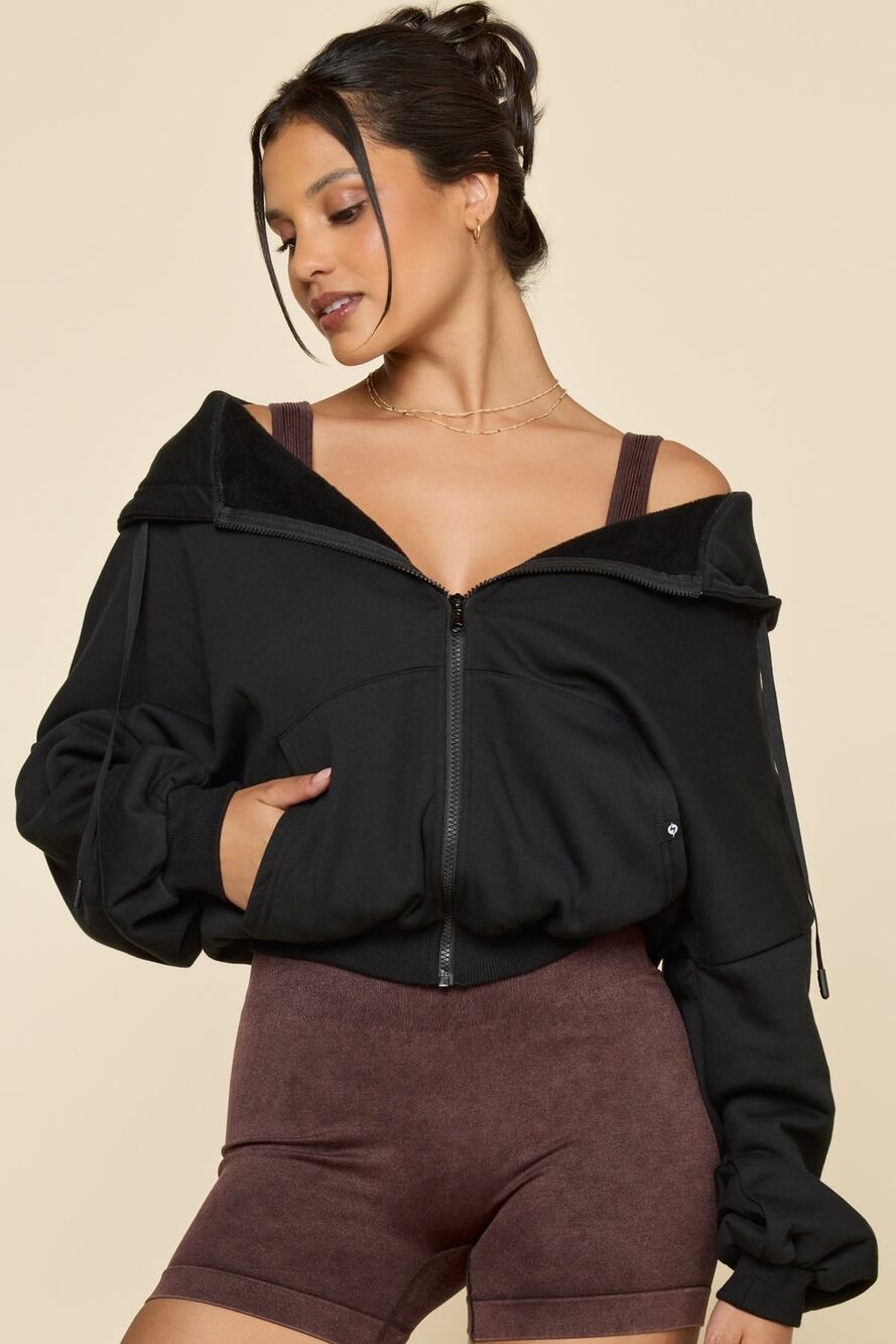 POPFLEX Zip Cloud Hoodie Black Jacket - S/M